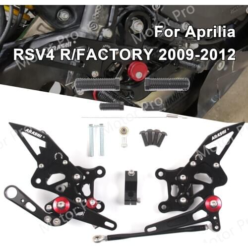 Adjustable Footrests For Aprilia RSV4 R FACTORY 2009 - 2012 Motorcycle Accessories Foot Pegs Rearsets 2010 2011 CNC Aluminum