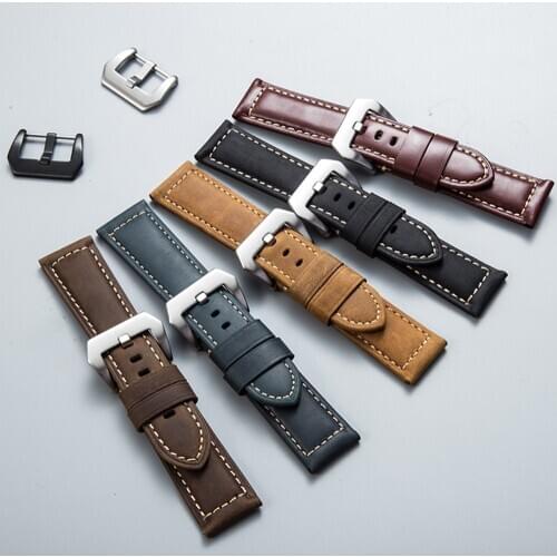 Watch Accessories Watch Strap 22mm 24mm 26mm Vintage Cow Leather Watch Band Suitable for Panerai Watchband