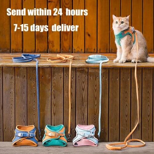 Cat Harness And Leash Set Fashion Reflective Vest Pet Harnesses Outdoor Walking Small Cats Dogs Printed Harness Cat Collar Leash