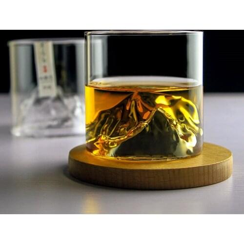 Japanese Style Whiskey Glass Creative Handmade Transparent Shallow Mountain Liqueur XO Wine Cup Household Tumbler Bar Drinkware