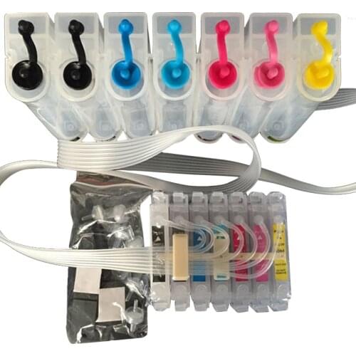 T0411 Bulk Ink System For Epson Stylus Photo R2100 R2200 Printer CISS Ink Tank 7Color With the latest Reset Chips Empty Set