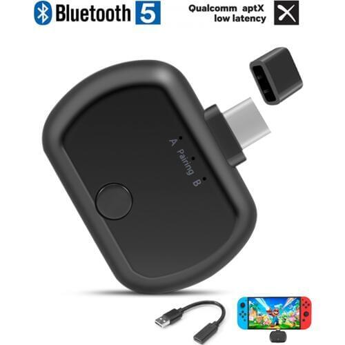 USB Bluetooth 5.0 Audio Dongle Transmitter Type C Wireless USB Adapter Aptx LL for Computer PC Laptop Nintendo Switch TV PS4