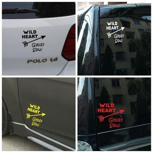 Wild Heart Gypsy Soul Waterproof Reflective Type Car Stickers Motorcycle Stickers Decals Bumper Stickers For Cars Styling