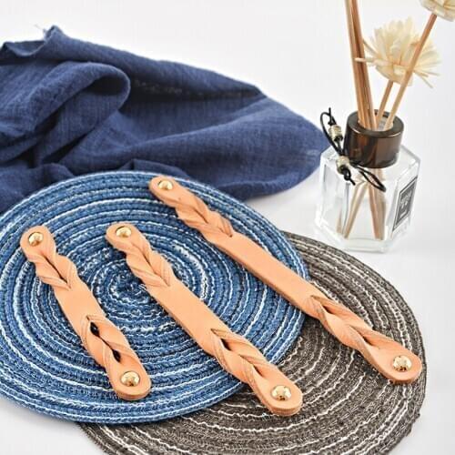 Yellow Leather handles leather drawer handles cupboard handles leather furniture handles for wardrobe