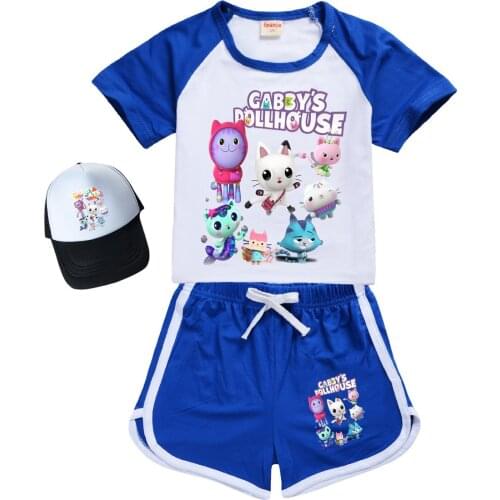 2-16Y New Gabbys Dollhouse Boys T-shirt 3D Cartoon Printed Pullovers Leisure Fashion Children Girls Sports Tops + Pants Outfits