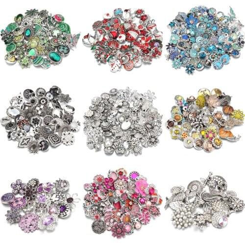 10pcs/lot Wholesale Snap Jewelry 18mm Snap Buttons Mixed Silver Color Snaps for Snap Bracelet Bangle DIY Accessories