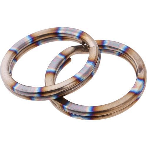 2pcs Titanium Keyring Split Rings Metal Keychain Key Chain Links Outdoor Sports Small Tools