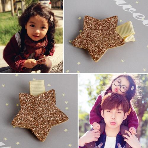 20 pcs/lot , Glittered Felt Five Star Hair clips for birthday party gift