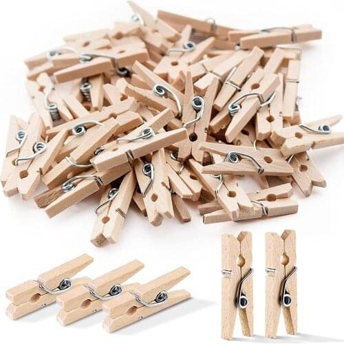 25/35/45 MM Length Natural Mini size Wooden Clips Clothes Photo Clips Paper Clothespin Craft Decor Clips Portable Wood Clamp