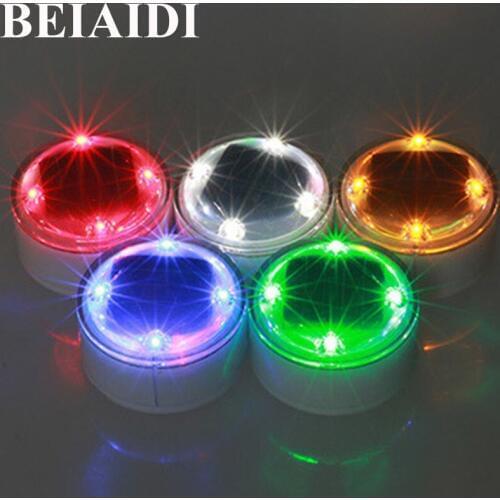 BEIAIDI 3PCS Flameless Solar Candles Underground Light 4LED Outdoor Garden Ground Buried Lamp Courtyard Pathway Lawn Deck Light