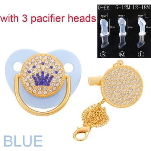 Baby Shower Gifts Baby Pacifier Rhinestone Pacifier Clips Princess Bling BPA Free Silicone Infant Nipple Newborn Baby Soother