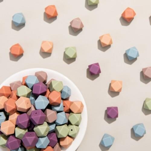 Baby Teether 10pcs 17mm Silicone Octagonal Beads Edible Silicone Children Chewing DIY Necklace Children Oral Care Creative Gift