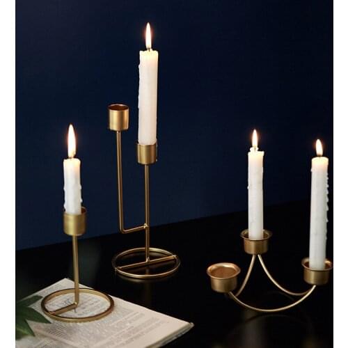 Europe Home Decoration Metal Candlestick Living Room Wedding Desktop Decoration Accessories Gold Candle Holdes Holiday JU32420