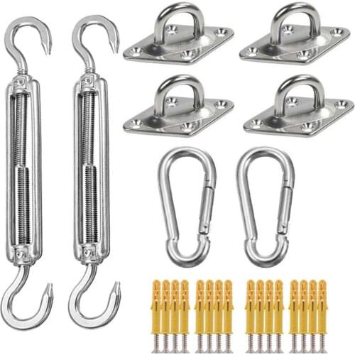 Carabiner Clip Hook Screws Tent Clamp Sun Sail Shade Hardware Kit Hardware Kit Turnbuckle Pad Eye Carabiner Clip Hook Screws