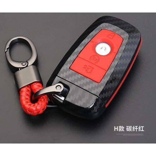 Carbon Silicone Protection Car Key Case Cover Keychain for Ford Escort Mondeo Everest Ranger Fusion Auto Key Shell Holder
