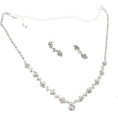 Fashion Women Necklace Earrings Set Alloy Rhinestone Wedding Bridal Lady Dangle Earring Necklaces Jewellery Accessories EA