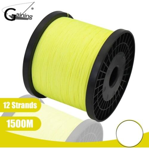 12 Strands 1500M Braided Fishing Line Japan Abrasion Resistant Multifilament PE Line 35-180LB