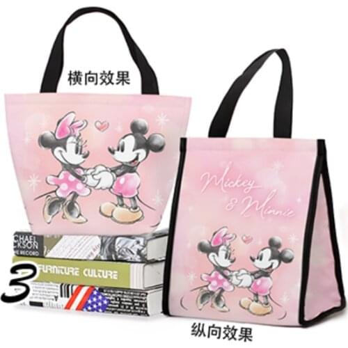 Disney Mickey Minnie Love Anime Figures Cartoon Product Cosplay Accessories Customized Lunch Bag Warm Storage Gifts Unisex
