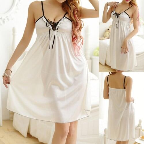 Night skirt+thong Women Suspender Dress Pajamas Lace Sexy Underwear Nightdress T-back Set nachtkleding vrouwen Skin-friendly T5