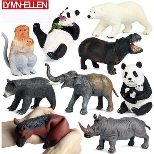New Soft Simulation Animal Model Tiger Cow Lion Koala Rhino Hippo Sheep Monkey Crocodile Elephant Polar Bear Pig Horse Toy
