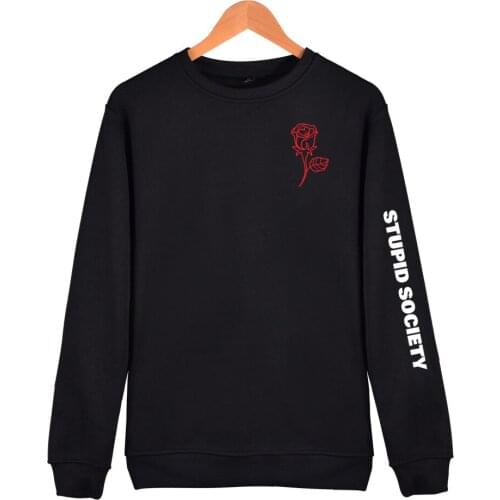 WEJNXIN 2019 New Arrivals Stupid Society Fashion Rose Print Capless Hoodies Pullover Moletom Masculino Unisex Sweatshirt