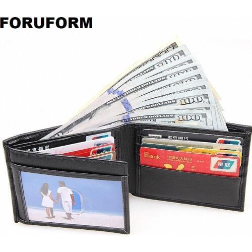 New Design RFID Blocking Wallet Genuine Leather Men Wallet High Quality Black Mini Card Holder Wallets Free Shipping LI-1905