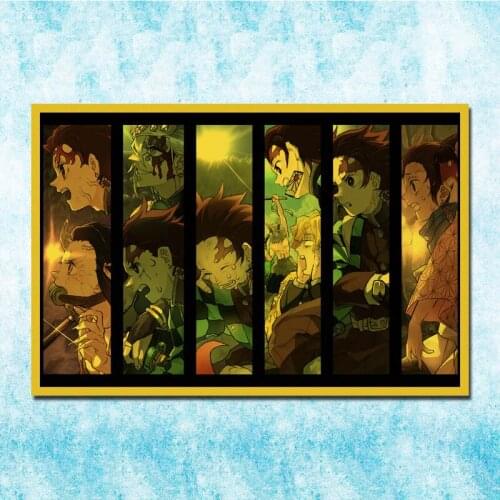 Demon Slayer Anime Tanjirou Zenitsu Nezuko Poster Art Silk Canvas Retro Print For Home Room Decor Decoration-045