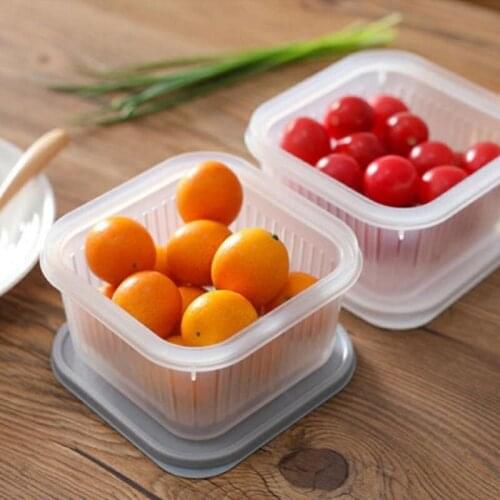 Plastic Non-Toxic Food Preservation Box Fruit Sealing Box Square Drain Storage Box Kitchen Tools For Kitchen Tool Accessories