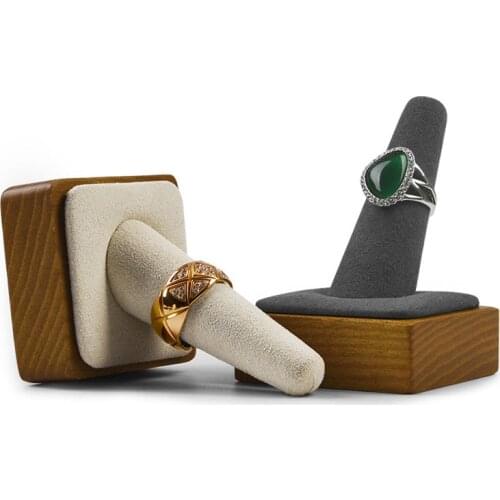 Finger ring stand Solid wood jewelry display props Log jewelry display ring display stand