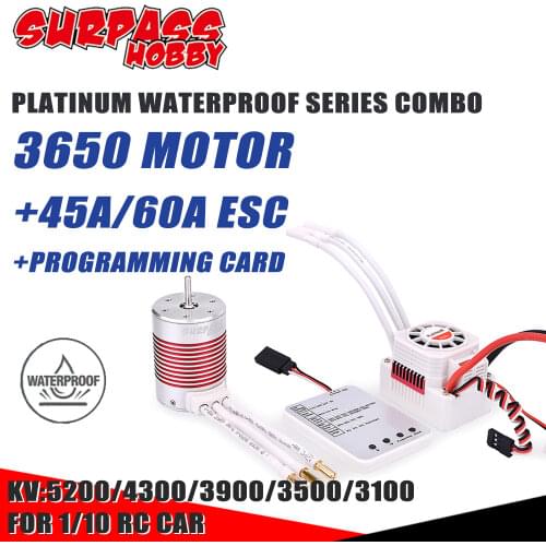 SURPASS HOBBY Platinum Series Combo 3650 Brushless Motor Waterproof ESC 60A 45A Programming Card for 1/10 RC Car Boat traxxas