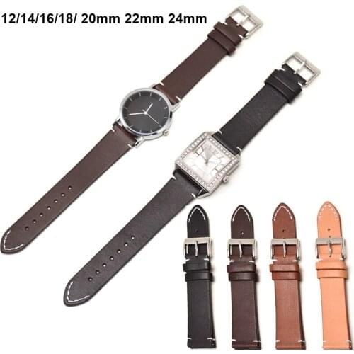 Vintage Genuine Leather Watchband Wrist Watch Strap Belt for Huawei IWC Breitling Watch 12mm 14mm 16mm 18mm 20mm 22mm 24mm