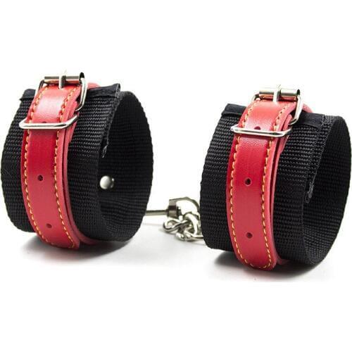 Sexy Adjustable PU Leather Nylon Handcuffs Cuff Restraints BDSM Bondage Sex Toy Restraints Sex Bondage Adult Exotic Accessories