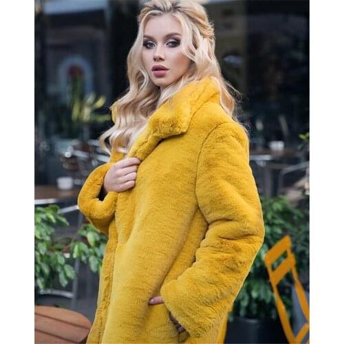 Mink Fur Coat Mid-Length 2020 New Style Faux Fur Fur Coat Faux Mink Fur Coat Warm Slim Fit