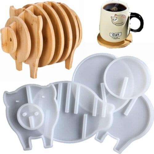 DIY coaster silicone mold piggy shape table setting coaster resin dried flower mold