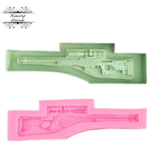 DIY sniper gun shape silicone mold fudge Chocolate Mold Kitchen Baking tools cake decoration tools
