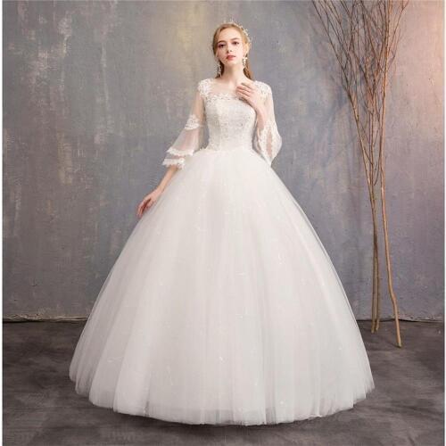 Wedding Dress Ball Gowns Half Sleeves Bride Large Size Wedding Dresses Bridal Lace Up Embroidery Dresses