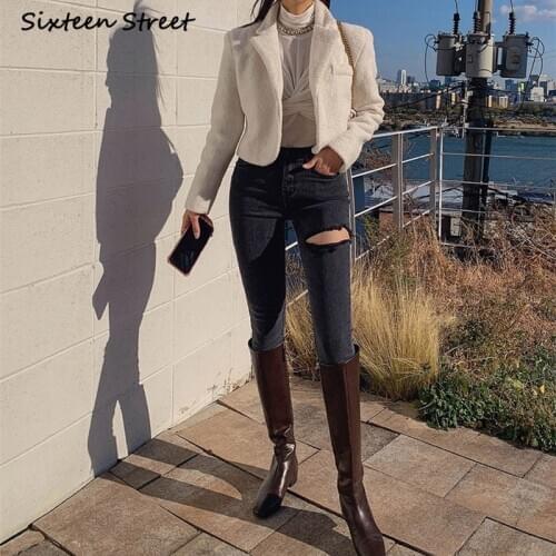 Ripped Jeans for Women Y2K Aesthetic Style Fashion Vintage Clothes Black Denim Trousers Female High Waisted Pants Skinny 2021