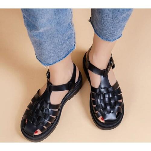 Roman Sandals Womens Summer Flat Bottom 2021 New Fairy Style Thick Bottom Muffin Shoes Womens One Line Sandals