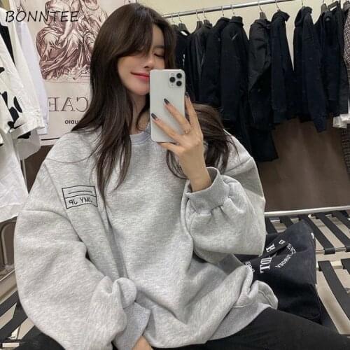 Hoodies Womens Oversize Lazy Korean Style Pullovers Long Sleeve Printed Ulzzang Streetwear Casual Daily Students All-match Ins