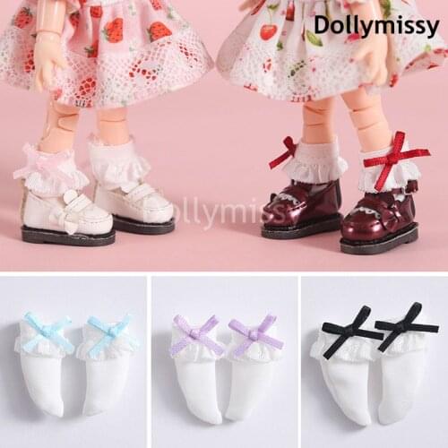 1Pairs Mini Cute Doll Bowknot Socks for OB11 1/12BJD,holala,Obitsu 11 Doll Short Socks for Doll Shoes Accessories for socks