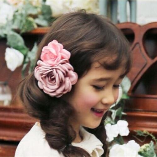 10pcs/lot 10cm Large woman Burned Satin Rose Flower Clips Girls Wedding Hair piece 10 Color U Pick FC115