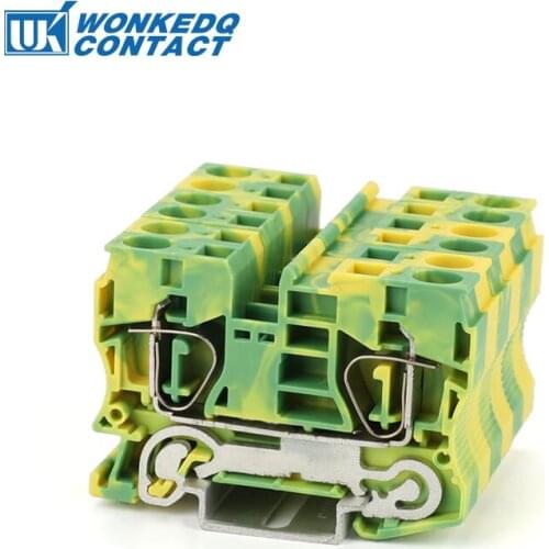 Din Rail Terminal Blocks10Pcs ST-10PE Connectors Return Pull Type Spring Cage Connection Ground Terminal Blocks Screwless