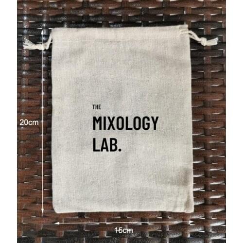 Customised Logo 100PCS 15x20cm Linen Cotton Bags Drawstring Pouches Printed With Black Logo