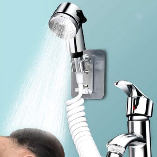 2M Long External Shampoo Shower Flexible Hose Bathroom Faucet Hand-Held Telescopic Small Nozzle Shampoo Experience Washroom Set