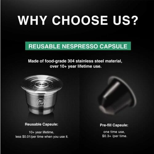 2PCS/Set Nespresso Steel Refillable Coffee Coffee Reusable Capsule Coffee Pod Gift Tamper Birthday Coffeeware Bus