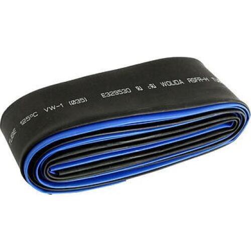 2pcs 35mm Dia 2/1 Black Blue Insulation Heat Shrinkable Tubing Wire Sleeve 2M