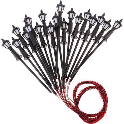 20pcs 1:75 10cm Model Railway Train Lamppost Lamp Garden Street Landscape Lights HO OO Scale LED Lights Sand Table Model Lights