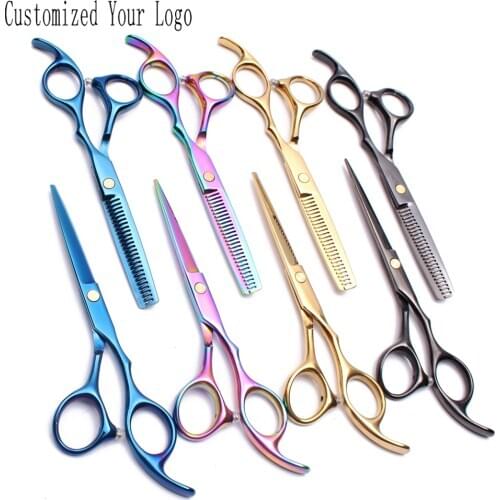 5.5" 6" JP Stainless Customized Brand Puppy Grooming Scissors Straight Scissors Thinning Shears Pet Scissors Dog Supplies C1005