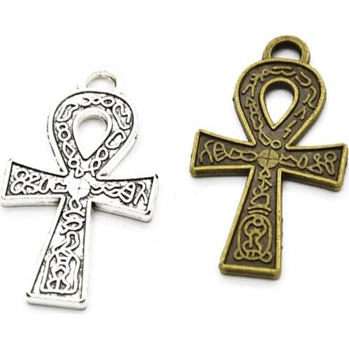 10pcs vintage Punk Style Antique bronze Anke cross Charms fit necklace bracelet pendant DIY handmade accessories 37 * 20mm