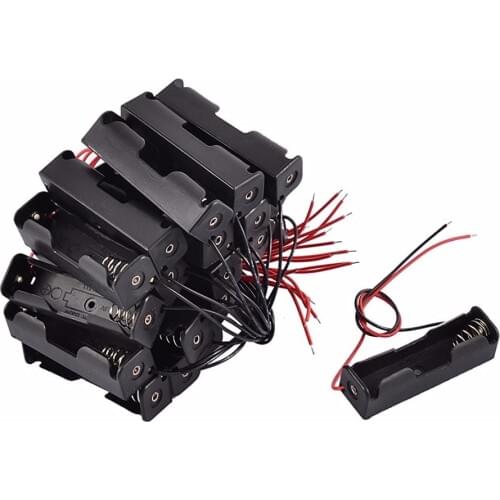 900pcs/lot MasterFire High Quality 1 x AA Battery 3.7V Clip Holder Storage Box Black Plastic Case Cover With Wire Lead